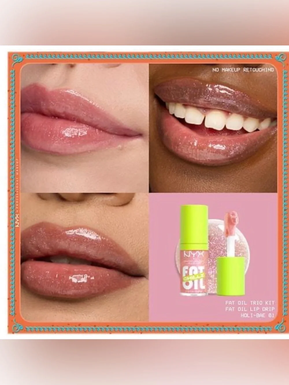 NYX Lip Oil Trio - Red, Clear, Pink Sparkle